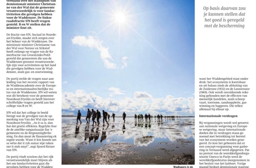 “Minister creëert verwarring in Noardeast-Fryslân over Waddengebied”